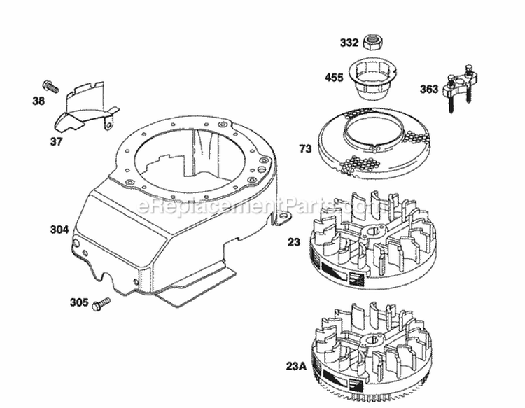 Blower Hsg Flywheel Screen Diagram and Parts List for  Briggs and Stratton Engine